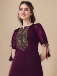 RICH LOOK ART SILK EMBROIDERY WORK KURTI FESTIVE WEAR WHOLESALE PRICE ETHNIC GARMENT (16)