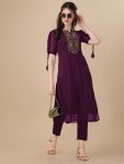 RICH LOOK ART SILK EMBROIDERY WORK KURTI FESTIVE WEAR WHOLESALE PRICE ETHNIC GARMENT (16)
