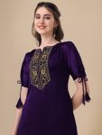 RICH LOOK ART SILK EMBROIDERY WORK KURTI FESTIVE WEAR WHOLESALE PRICE ETHNIC GARMENT (21)