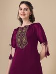RICH LOOK ART SILK EMBROIDERY WORK KURTI FESTIVE WEAR WHOLESALE PRICE ETHNIC GARMENT (7)