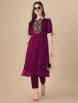 RICH LOOK ART SILK EMBROIDERY WORK KURTI FESTIVE WEAR WHOLESALE PRICE ETHNIC GARMENT (7)