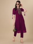 RICH LOOK ART SILK EMBROIDERY WORK KURTI FESTIVE WEAR WHOLESALE PRICE ETHNIC GARMENT (7)