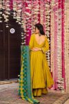 RICH LOOK CHANDERI EMBROIDERY WORK TOP BOTTOM WITH DUPATTA FESTIVE WEAR WHOLESALE PRICE ETHNIC GARMENT (5)