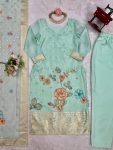 RICH LOOK CHANDERI SILK JACQUARD WORK WITH DIGITAL PRINTED TOP BOTTOM DUPATTA FESTIVE WEAR WHOLESALE PRICE ETHNIC GARMENT (7)