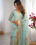 RICH LOOK CHANDERI SILK JACQUARD WORK WITH DIGITAL PRINTED TOP BOTTOM DUPATTA FESTIVE WEAR WHOLESALE PRICE ETHNIC GARMENT (7)