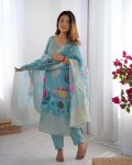RICH LOOK CHANDERI SILK JACQUARD WORK WITH DIGITAL PRINTED TOP BOTTOM DUPATTA FESTIVE WEAR WHOLESALE PRICE ETHNIC GARMENT (11)