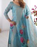 RICH LOOK CHANDERI SILK JACQUARD WORK WITH DIGITAL PRINTED TOP BOTTOM DUPATTA FESTIVE WEAR WHOLESALE PRICE ETHNIC GARMENT (11)