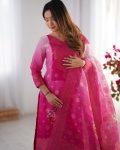 RICH LOOK CHANDERI SILK JACQUARD WORK WITH DIGITAL PRINTED TOP BOTTOM DUPATTA FESTIVE WEAR WHOLESALE PRICE ETHNIC GARMENT (2)