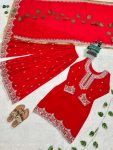 RICH LOOK CHINON SEQUENCE EMBROIDERY WORK TOP SHARARA WITH DUPATTA FESTIVE WEAR WHOLESALE PRICE ETHNIC GARMENT (3)