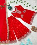 RICH LOOK CHINON SEQUENCE EMBROIDERY WORK TOP SHARARA WITH DUPATTA FESTIVE WEAR WHOLESALE PRICE ETHNIC GARMENT (3)