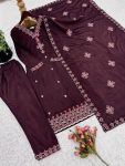 RICH LOOK CHINON SILK EMBROIDERY SEQUENCE WORK AND HEAVY LACE WORK TOP BOTTOM WITH DUPATTA FESTIVE WEAR WHOLESALE PRICE ETHNIC GARMENT (11)