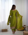 RICH LOOK CHINON SILK EMBROIDERY SEQUENCE WORK AND HEAVY LACE WORK TOP BOTTOM WITH DUPATTA FESTIVE WEAR WHOLESALE PRICE ETHNIC GARMENT (2)