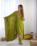 RICH LOOK CHINON SILK EMBROIDERY SEQUENCE WORK AND HEAVY LACE WORK TOP BOTTOM WITH DUPATTA FESTIVE WEAR WHOLESALE PRICE ETHNIC GARMENT (2)