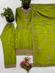 RICH LOOK CHINON SILK EMBROIDERY SEQUENCE WORK AND HEAVY LACE WORK TOP BOTTOM WITH DUPATTA FESTIVE WEAR WHOLESALE PRICE ETHNIC GARMENT (2)