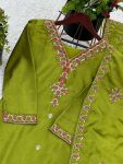 RICH LOOK CHINON SILK EMBROIDERY SEQUENCE WORK AND HEAVY LACE WORK TOP BOTTOM WITH DUPATTA FESTIVE WEAR WHOLESALE PRICE ETHNIC GARMENT (2)