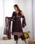RICH LOOK CHINON SILK EMBROIDERY SEQUENCE WORK AND HEAVY LACE WORK TOP BOTTOM WITH DUPATTA FESTIVE WEAR WHOLESALE PRICE ETHNIC GARMENT (11)