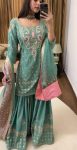 RICH LOOK CHINON SILK EMBROIDERY SEQUENCE WORK TOP SHARARA WITH DUPATTA FESTIVE WEAR WHOLESALE PRICE ETHNIC GARMENT (5)