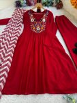 RICH LOOK COTTON CHANDERI SILK SEQUENCE EMBROIDERY TOP BOTTOM WITH DUPATTA PARTY WEAR WHOLESALE PRICE ETHNIC GARMENT (4)