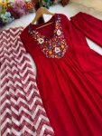 RICH LOOK COTTON CHANDERI SILK SEQUENCE EMBROIDERY TOP BOTTOM WITH DUPATTA PARTY WEAR WHOLESALE PRICE ETHNIC GARMENT (4)