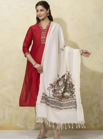 RICH LOOK EMBROIDERY WORK TOP BOTTOM WITH DUPATTA RED