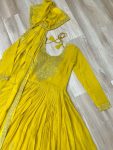RICH LOOK FAUX BLOOMING EMBROIDERY ZARI SEQUENCE WORK GOWN WITH DUPATTA FESTIVE WEAR WHOLESALE PRICE ETHNIC GARMENT (7)