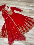 RICH LOOK FAUX BLOOMING EMBROIDERY ZARI SEQUENCE WORK GOWN WITH DUPATTA FESTIVE WEAR WHOLESALE PRICE ETHNIC GARMENT (3)