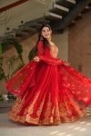 RICH LOOK FAUX BLOOMING EMBROIDERY ZARI SEQUENCE WORK GOWN WITH DUPATTA FESTIVE WEAR WHOLESALE PRICE ETHNIC GARMENT (3)