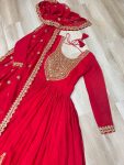 RICH LOOK FAUX BLOOMING EMBROIDERY ZARI SEQUENCE WORK GOWN WITH DUPATTA FESTIVE WEAR WHOLESALE PRICE ETHNIC GARMENT (3)