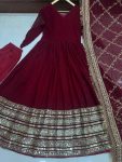 RICH LOOK GEORGETTE EMBROIDERY SEQUENCE DESIGN WORK GOWN BOTTOM WITH DUPATTA PARTY WEAR WHOLESALE PRICE ETHNIC GARMENT (3)