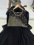 RICH LOOK GEORGETTE EMBROIDERY ZARI SEQUENCE WORK GOWN FESRIVE WEAR WHOLESALE PRICE ETHNIC GARMENT (4)