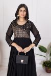 RICH LOOK GEORGETTE EMBROIDERY ZARI SEQUENCE WORK GOWN FESRIVE WEAR WHOLESALE PRICE ETHNIC GARMENT (4)