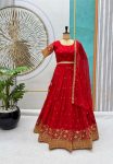 RICH LOOK GEORGETTE SEQUENCE EMBROIDERY WORK LEHENGA CHOLI WITH DUPATTA FESTIVE WEAR WHOLESALE PRICE ETHNIC GARMENT (5)