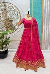 RICH LOOK GEORGETTE SEQUENCE EMBROIDERY WORK LEHENGA CHOLI WITH DUPATTA FESTIVE WEAR WHOLESALE PRICE ETHNIC GARMENT (4)
