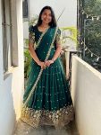 RICH LOOK GEORGETTE SEQUENCE EMBROIDERY WORK  LEHENGA CHOLI WITH DUPATTA  GREEN