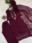 RICH LOOK GEORGETTE SEQUENCE EMBROIDERY WORK TOP BOTTOM WITH DUPATTA FESTIVE WEAR WHOLESALE PRICE ETHNIC GARMENT (3)