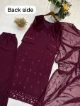 RICH LOOK GEORGETTE SEQUENCE EMBROIDERY WORK TOP BOTTOM WITH DUPATTA FESTIVE WEAR WHOLESALE PRICE ETHNIC GARMENT (3)
