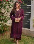 RICH LOOK GEORGETTE SEQUENCE EMBROIDERY WORK TOP BOTTOM WITH DUPATTA  WINE