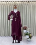 RICH LOOK GEORGETTE SEQUENCE EMBROIDERY WORK TOP BOTTOM WITH DUPATTA FESTIVE WEAR WHOLESALE PRICE ETHNIC GARMENT (3)