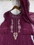 RICH LOOK GEORGETTE SEQUENCE EMBROIDERY WORK TOP BOTTOM WITH DUPATTA FESTIVE WEAR WHOLESALE PRICE ETHNIC GARMENT (3)