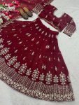 RICH LOOK JIMMY CHOO EMBROIDERY SEQUENCE WORK LEHENGA CHOLI WITH DUPATTA WEDDING WEAR WHOLESALE PRICE ETHNIC GARMENT (7)