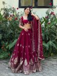 RICH LOOK JIMMY CHOO EMBROIDERY SEQUENCE WORK LEHENGA CHOLI WITH DUPATTA WEDDING WEAR WHOLESALE PRICE ETHNIC GARMENT (7)