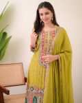 RICH LOOK MUSLIN COTTON DIGITAL PRINT WITH REAL MIRROR HANDWORK TOP BOTTOM WITH DUPATTA FESTIVE WEAR WHOLESALE PRICE ETHNIC GARMENT (3)
