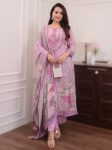 RICH LOOK MUSLIN DIGITAL PRINTS AND HAND EMBROIDERY WORK TOP BOTTOM WITH DUPATTA BABY PINK
