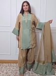 RICH LOOK NATURAL SATIN READYMADE LACE BORDER WORK TOP PATIYALA WITH DUPATTA FESTIVE WEAR WHOLESALE PRICE ETHNIC GARMENT (3)