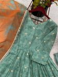 RICH LOOK ORGANZA SILK EMBROIDERY SEQUENCE WORK GOWN BOTTOM WITH DUPATTA PARTY WEAR WHOLESALE PRICE ETHNIC GARMENT (5)