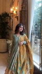 RICH LOOK ORGANZA SILK EMBROIDERY SEQUENCE WORK GOWN BOTTOM WITH DUPATTA PARTY WEAR WHOLESALE PRICE ETHNIC GARMENT (5)