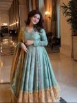 RICH LOOK ORGANZA SILK EMBROIDERY SEQUENCE WORK GOWN BOTTOM WITH DUPATTA MINT