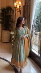 RICH LOOK ORGANZA SILK EMBROIDERY SEQUENCE WORK GOWN BOTTOM WITH DUPATTA PARTY WEAR WHOLESALE PRICE ETHNIC GARMENT (5)