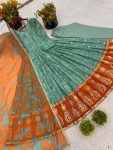 RICH LOOK ORGANZA SILK EMBROIDERY SEQUENCE WORK GOWN BOTTOM WITH DUPATTA PARTY WEAR WHOLESALE PRICE ETHNIC GARMENT (5)