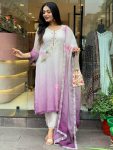 RICH LOOK ORGANZA TABBY SEQUENCE CODING EMBROIDERY WORK TOP BOTTOM WITH DUPATTA FESTIVE WEAR WHOLESALE PRICE ETHNIC GARMENT (4)